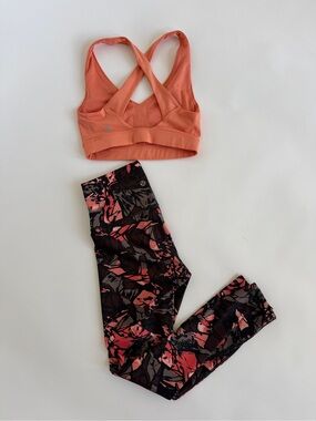 Lululemon Matching Set Cross-Back Sports Bra Sz 2 Wunder Under Pant Sz 4